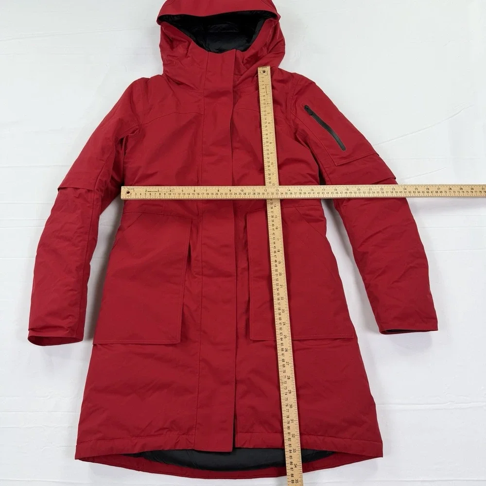 Lululemon Red Goose Down Long Hooded Winter Parka Coat Women's Size 6